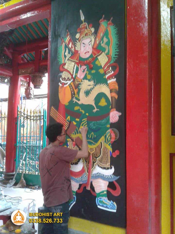 Buddhist Art tiến hành phục chế tranh cửa tại hội quán Ôn lăng Quận 5 3