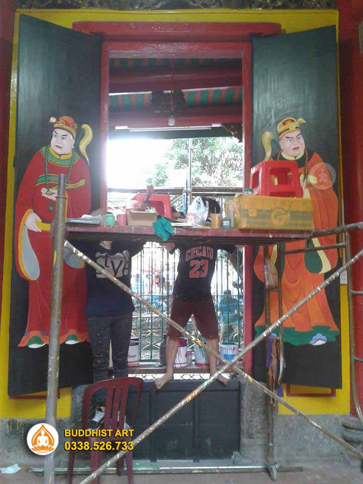 Buddhist Art tiến hành phục chế tranh cửa tại hội quán Ôn lăng Quận 5 1