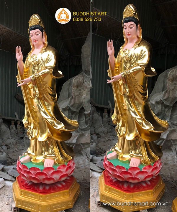 Tượng Phật Quan Thế Âm Bồ Tát dáng đứng 1 mét
