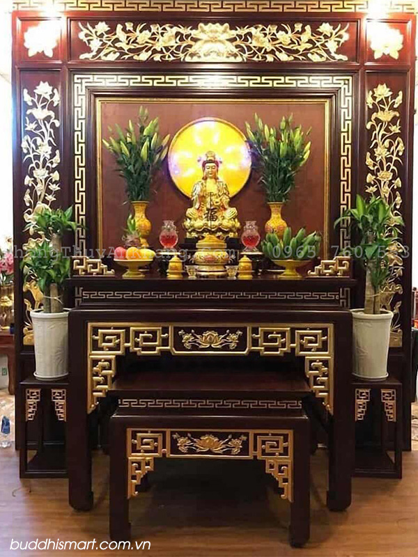 Cách lập và bố trí bàn thờ Phật, bàn thờ ông bà tại gia đẹp